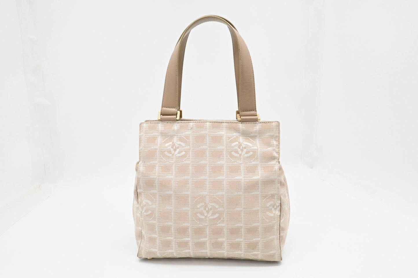 Chanel New Travel Line Shoulder Bag in Beige Canvas