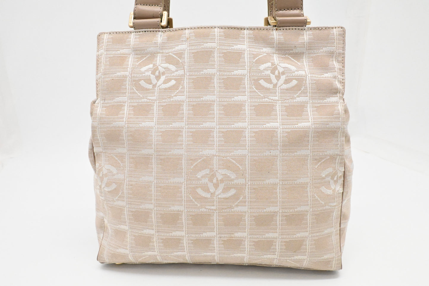 Chanel New Travel Line Shoulder Bag in Beige Canvas