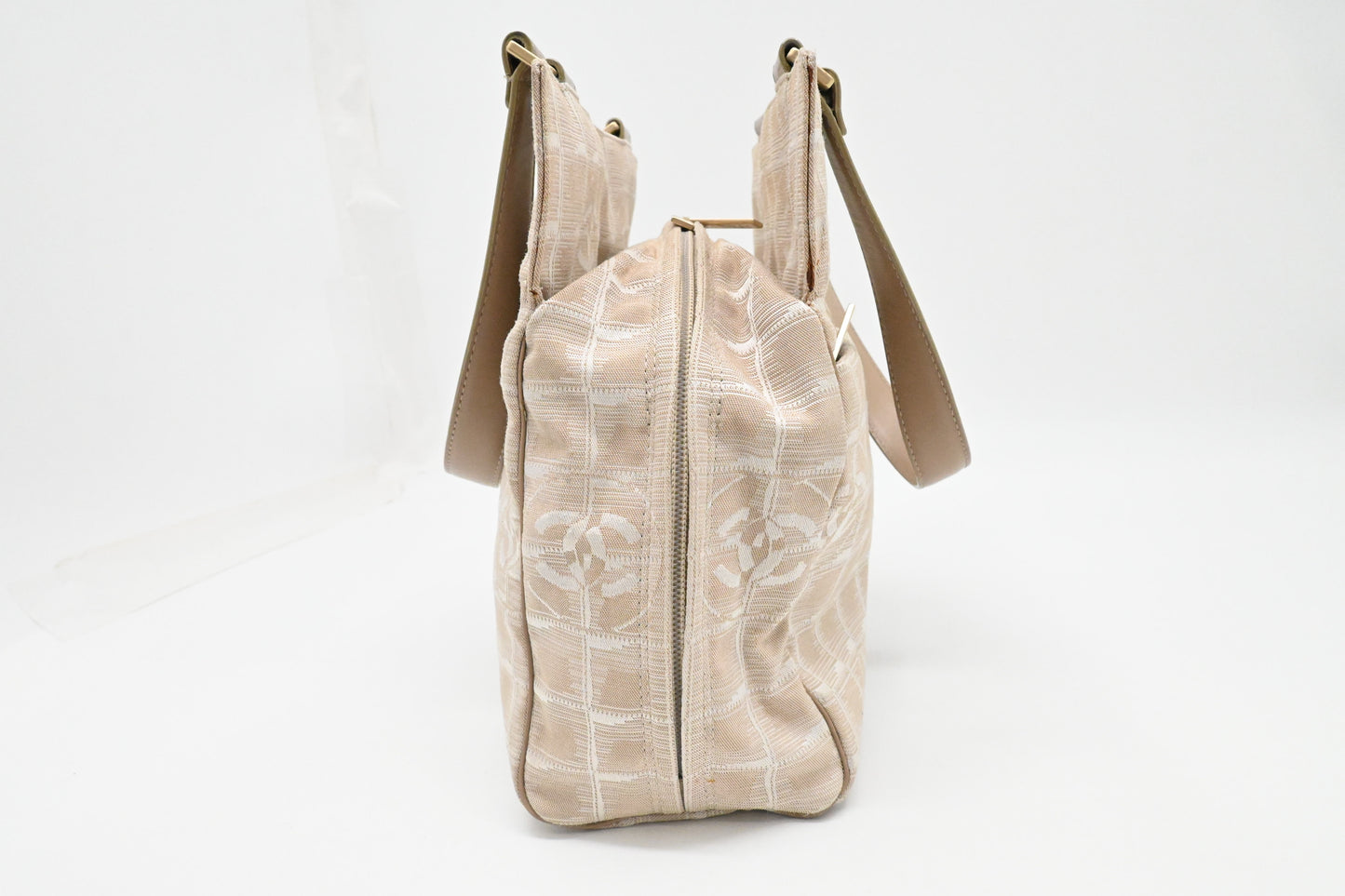 Chanel New Travel Line Shoulder Bag in Beige Canvas