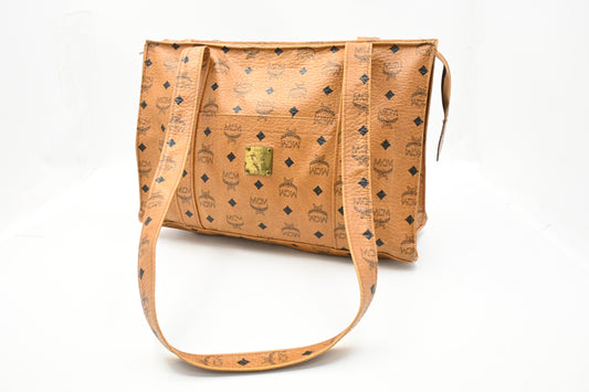 MCM Tote Bag in Cognac Visetos Canvas