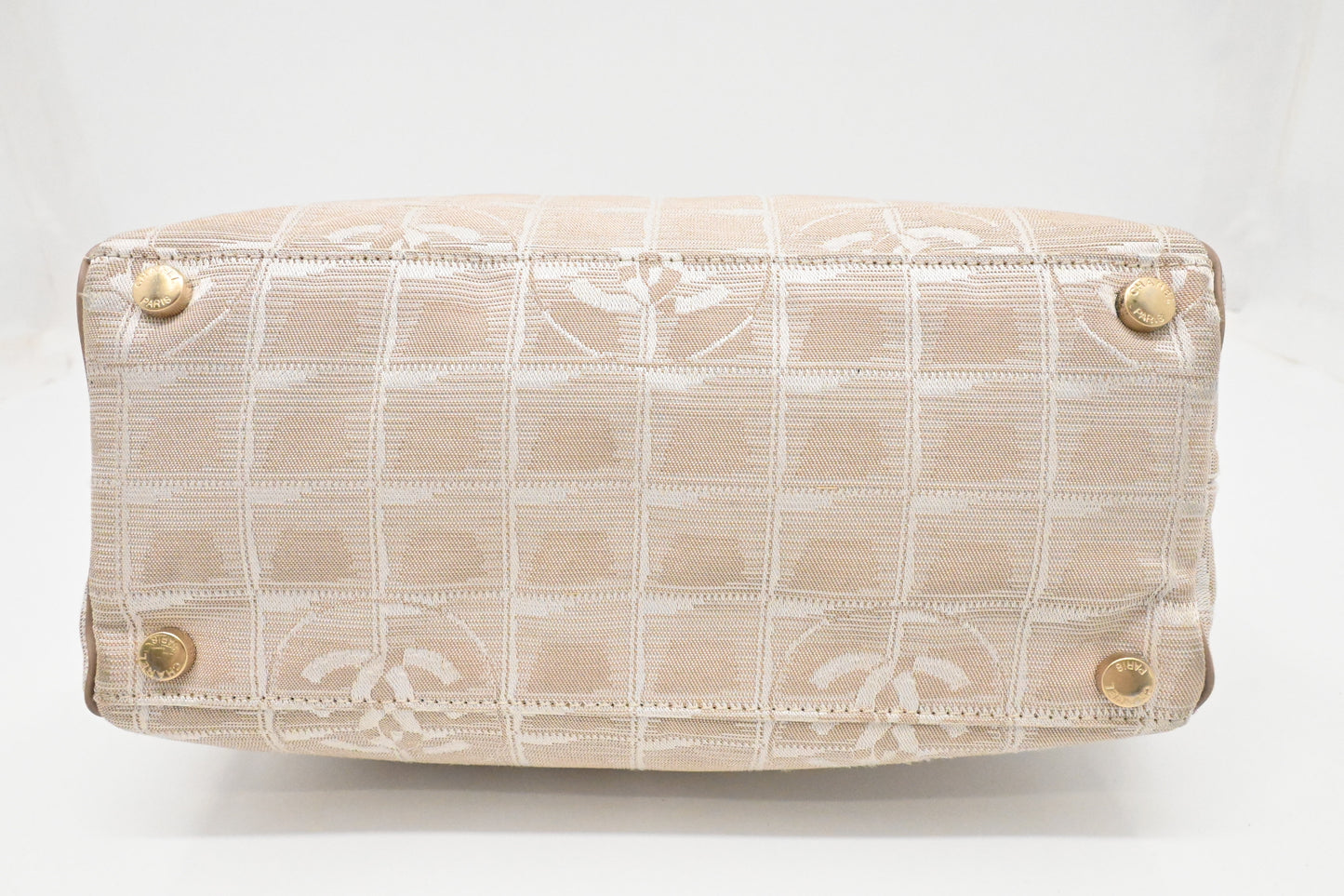 Chanel New Travel Line Shoulder Bag in Beige Canvas