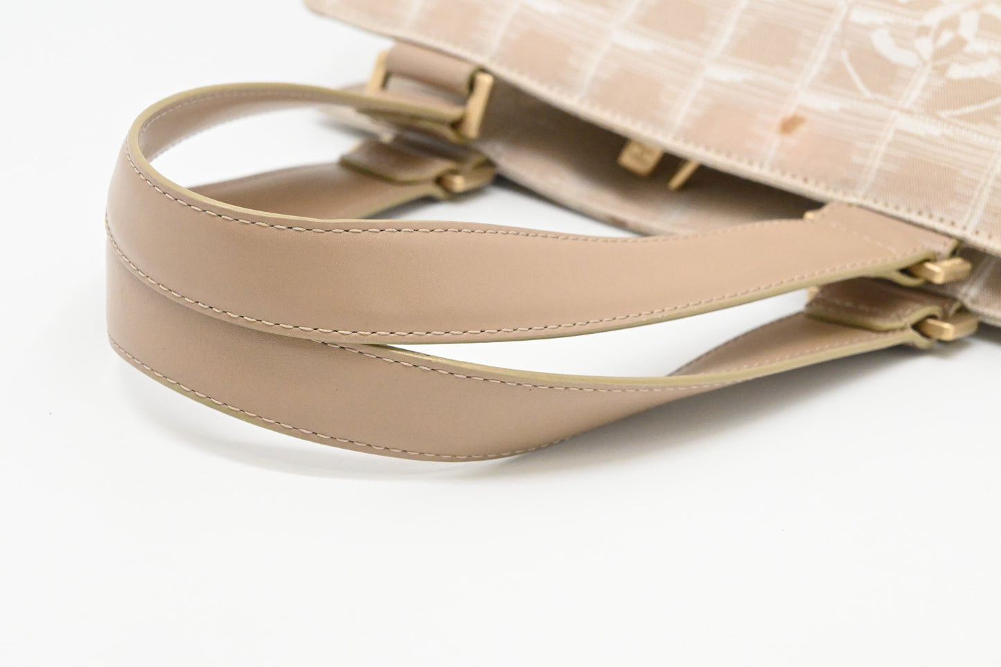 Chanel New Travel Line Shoulder Bag in Beige Canvas