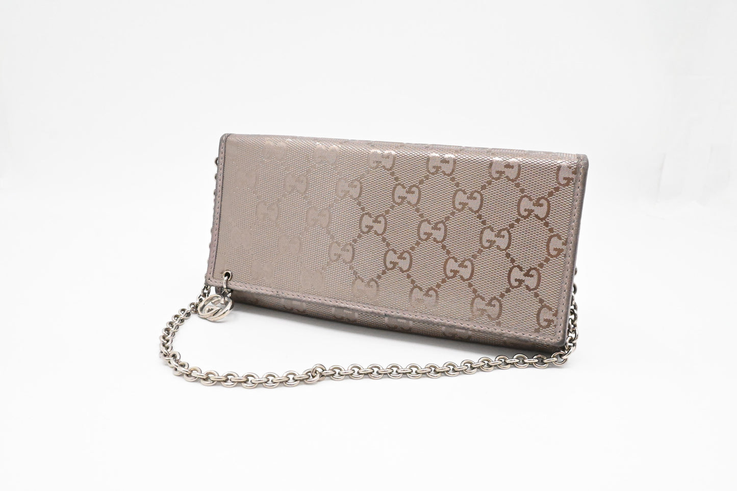 Gucci Wallet on Chain in Grey Imprime Canvas