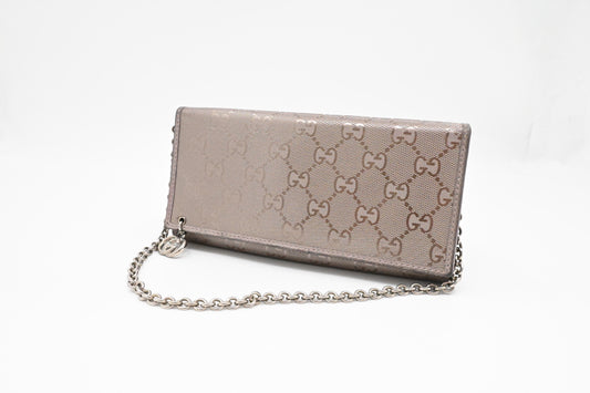 Gucci Wallet on Chain in Grey Imprime Canvas