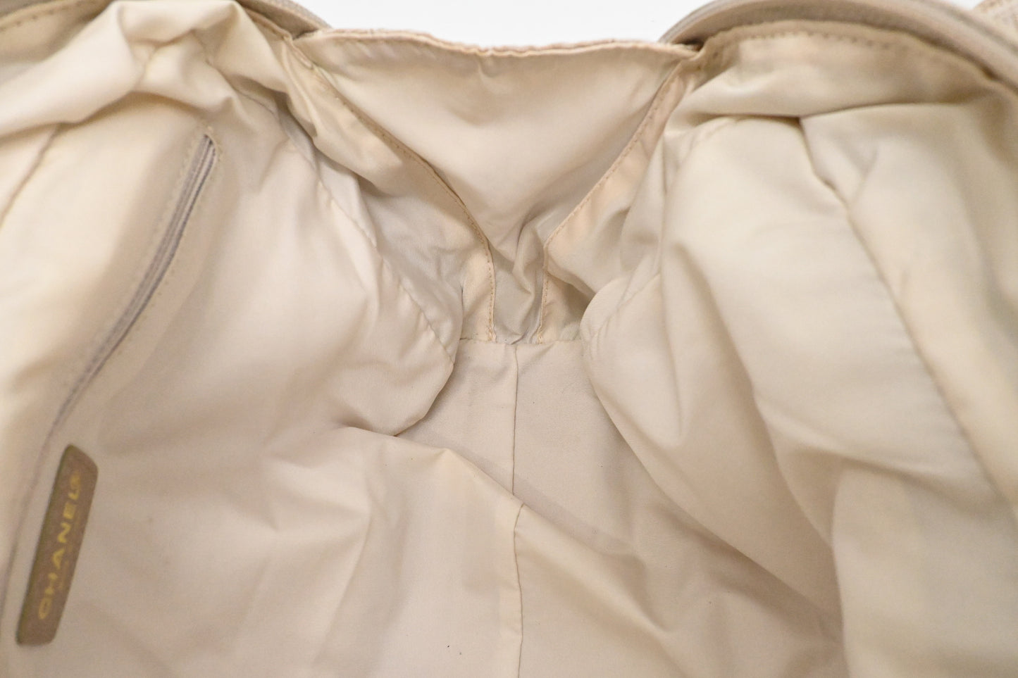 Chanel New Travel Line Shoulder Bag in Beige Canvas