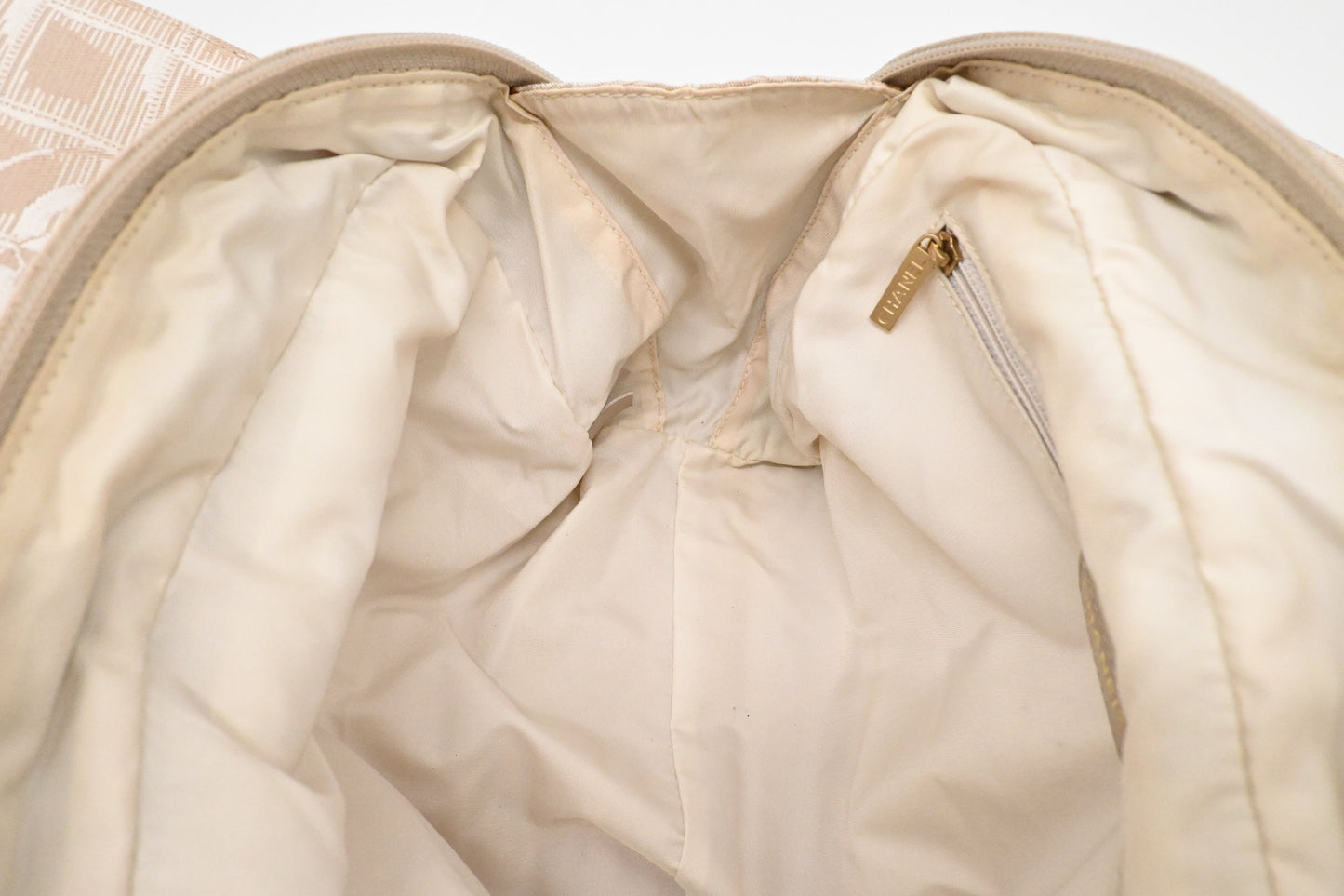 Chanel New Travel Line Shoulder Bag in Beige Canvas