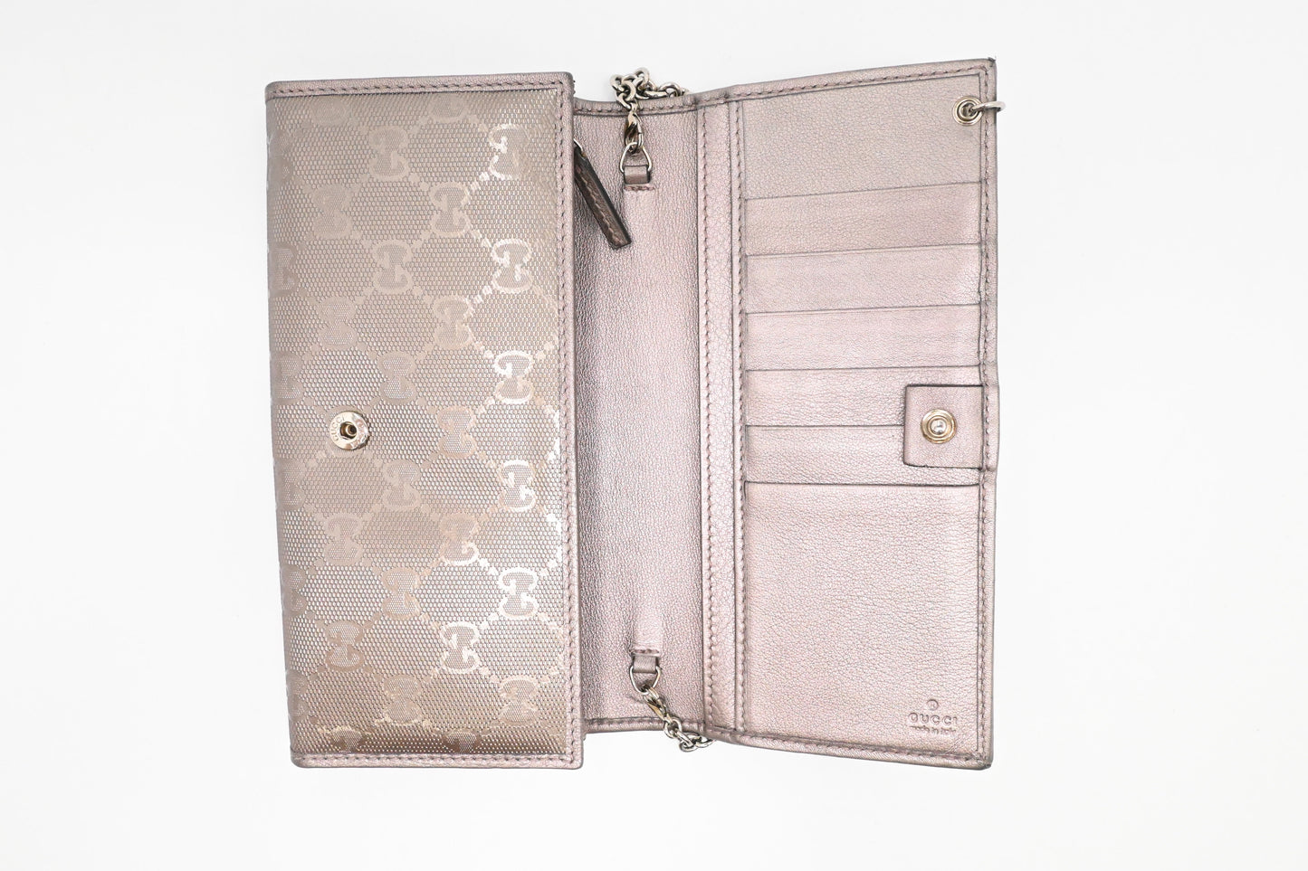 Gucci Wallet on Chain in Grey Imprime Canvas
