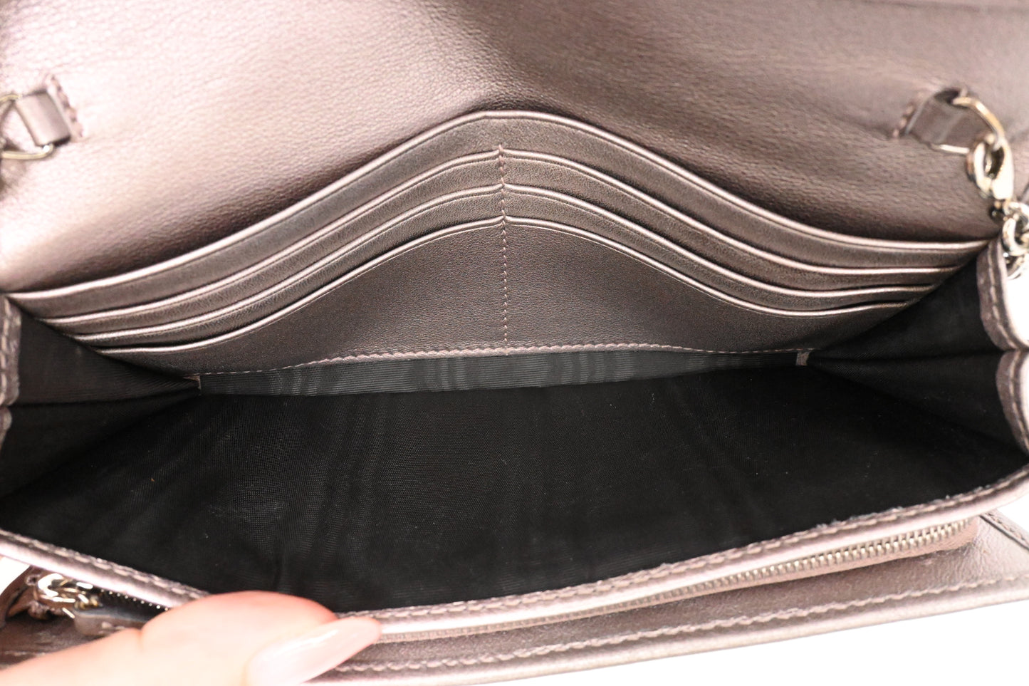 Gucci Wallet on Chain in Grey Imprime Canvas