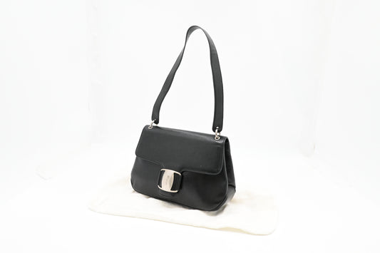 Ferragamo Shoulder Bag in Black Leather