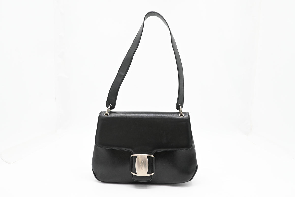 Ferragamo Shoulder Bag in Black Leather