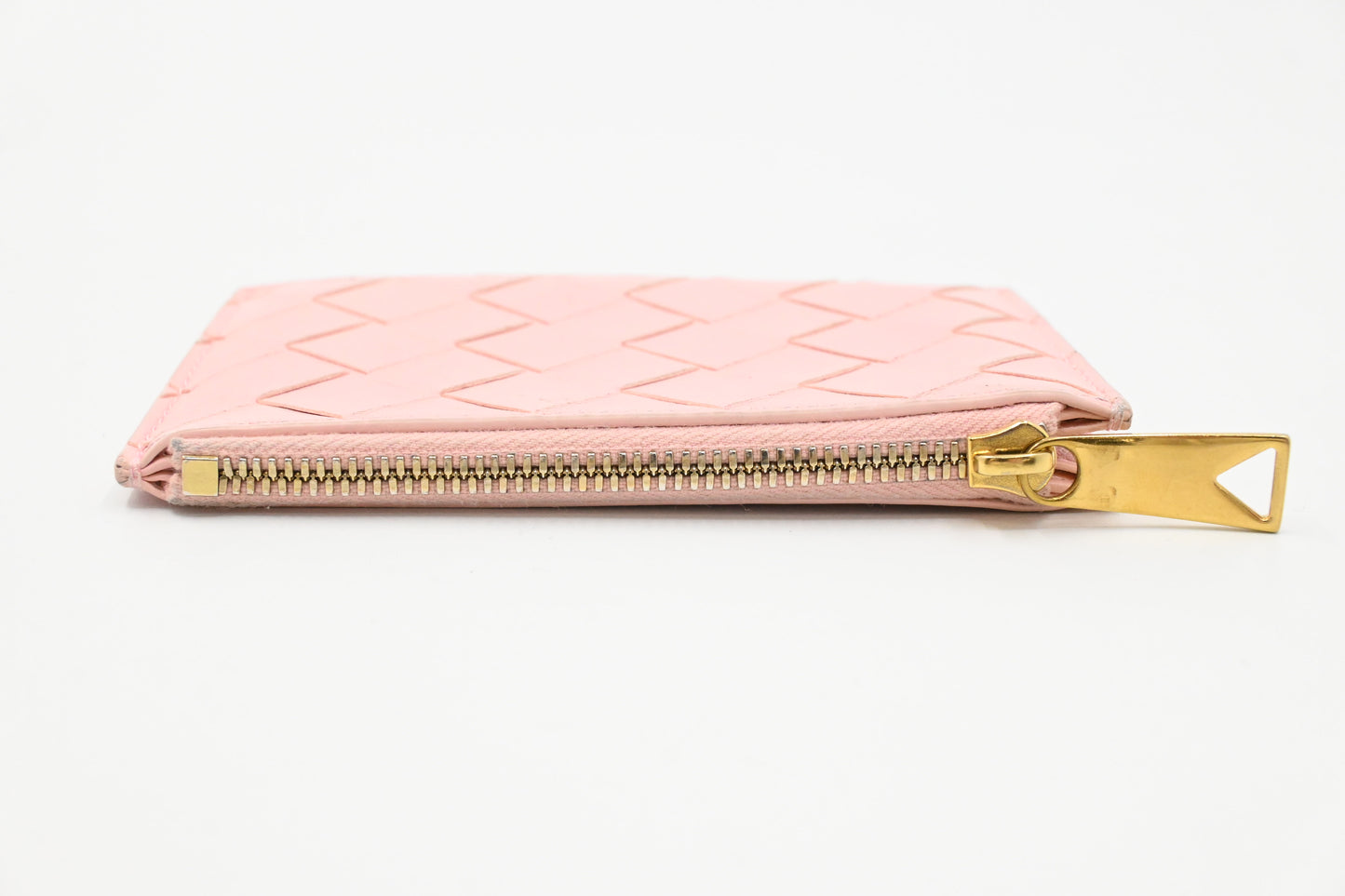 Bottega Veneta Card Case in Pink Intrecciato Leather