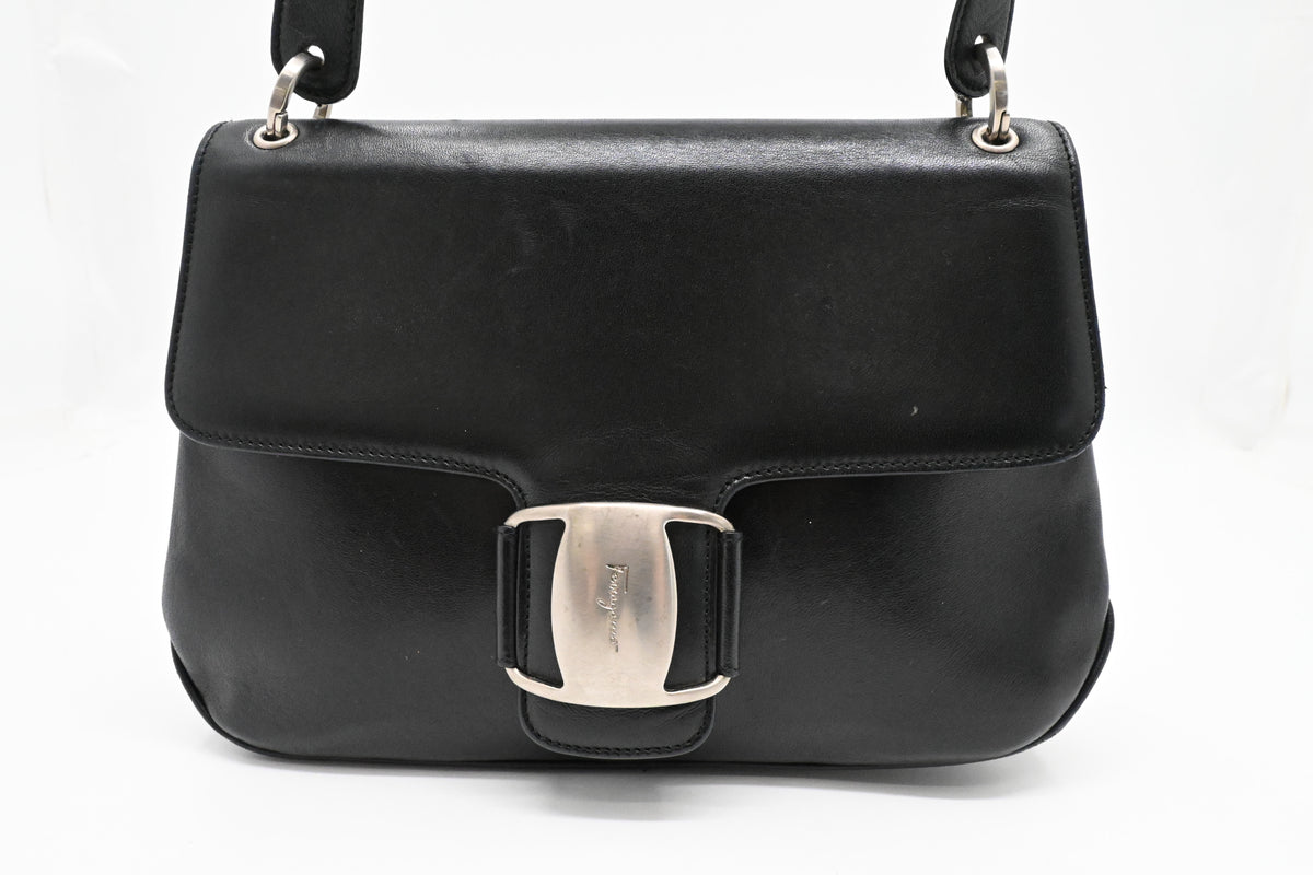 Ferragamo Shoulder Bag in Black Leather