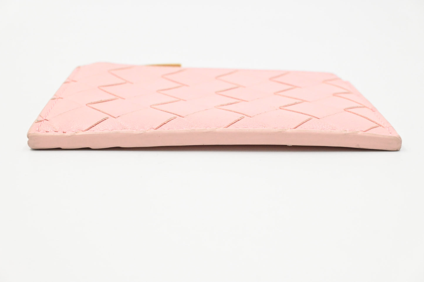 Bottega Veneta Card Case in Pink Intrecciato Leather