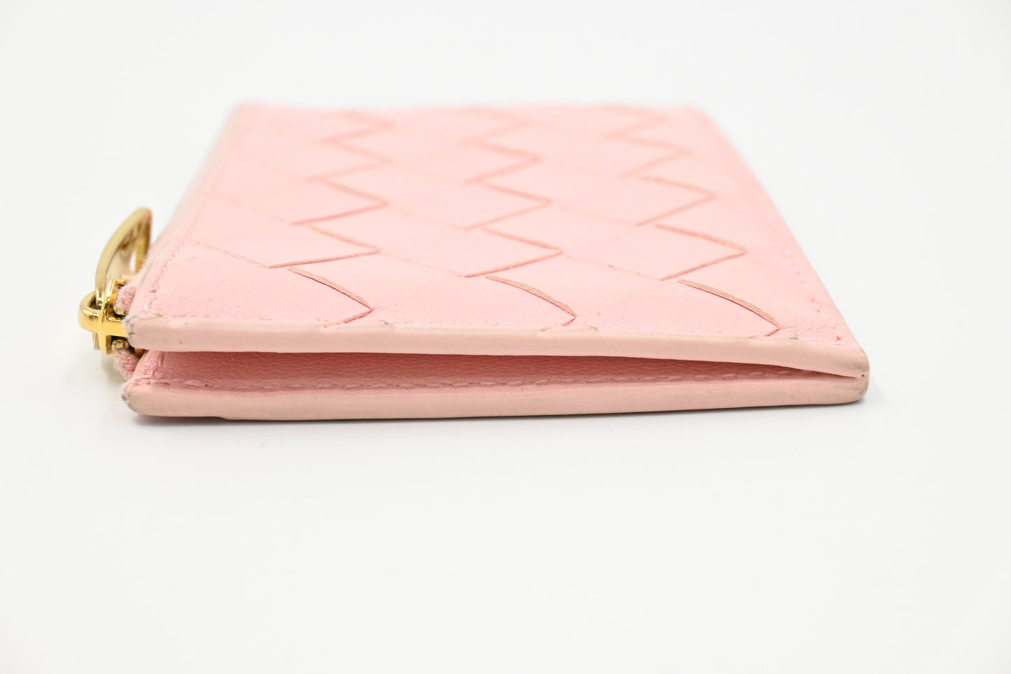 Bottega Veneta Card Case in Pink Intrecciato Leather