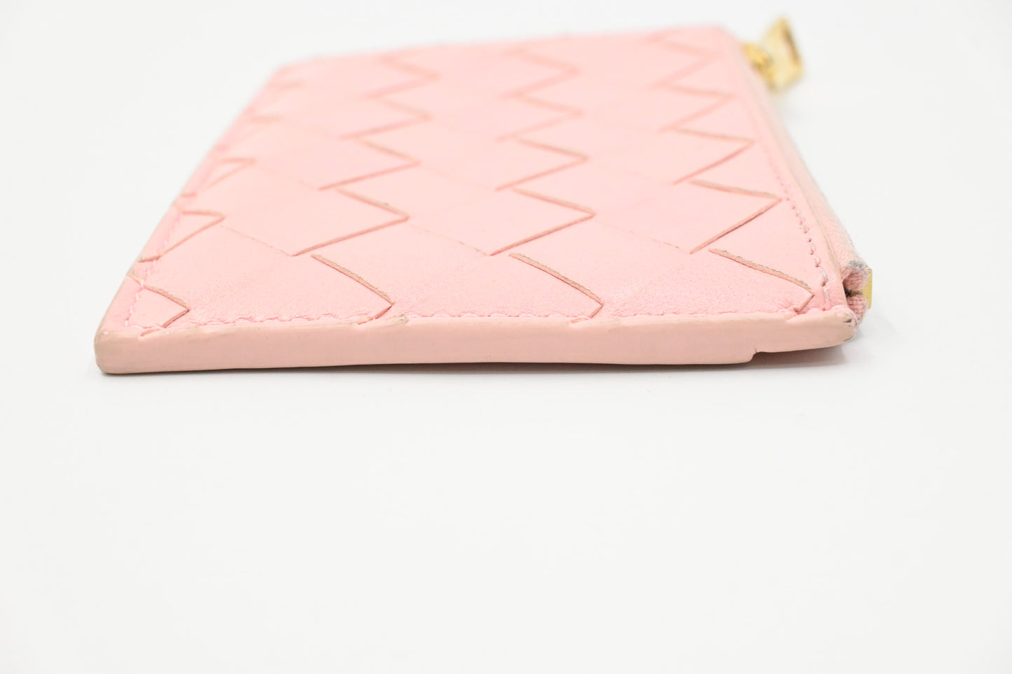 Bottega Veneta Card Case in Pink Intrecciato Leather