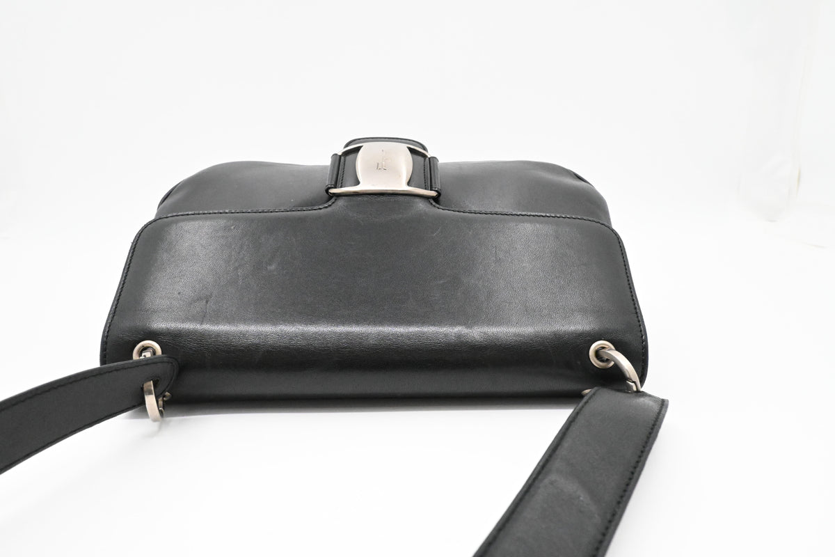 Ferragamo Shoulder Bag in Black Leather