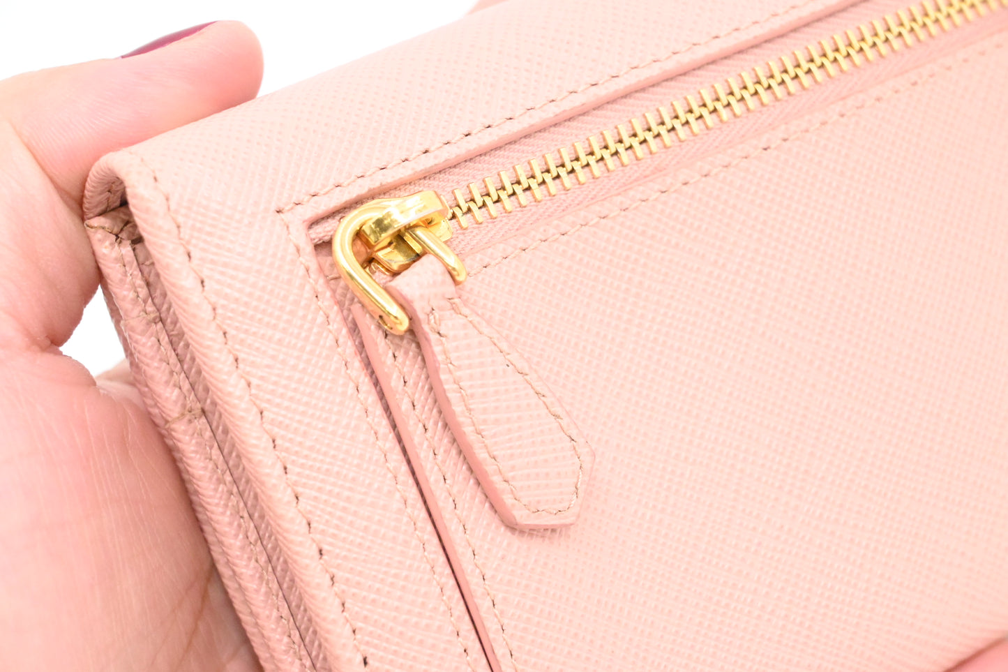 Prada Long Wallet in Pink Saffiano Leather