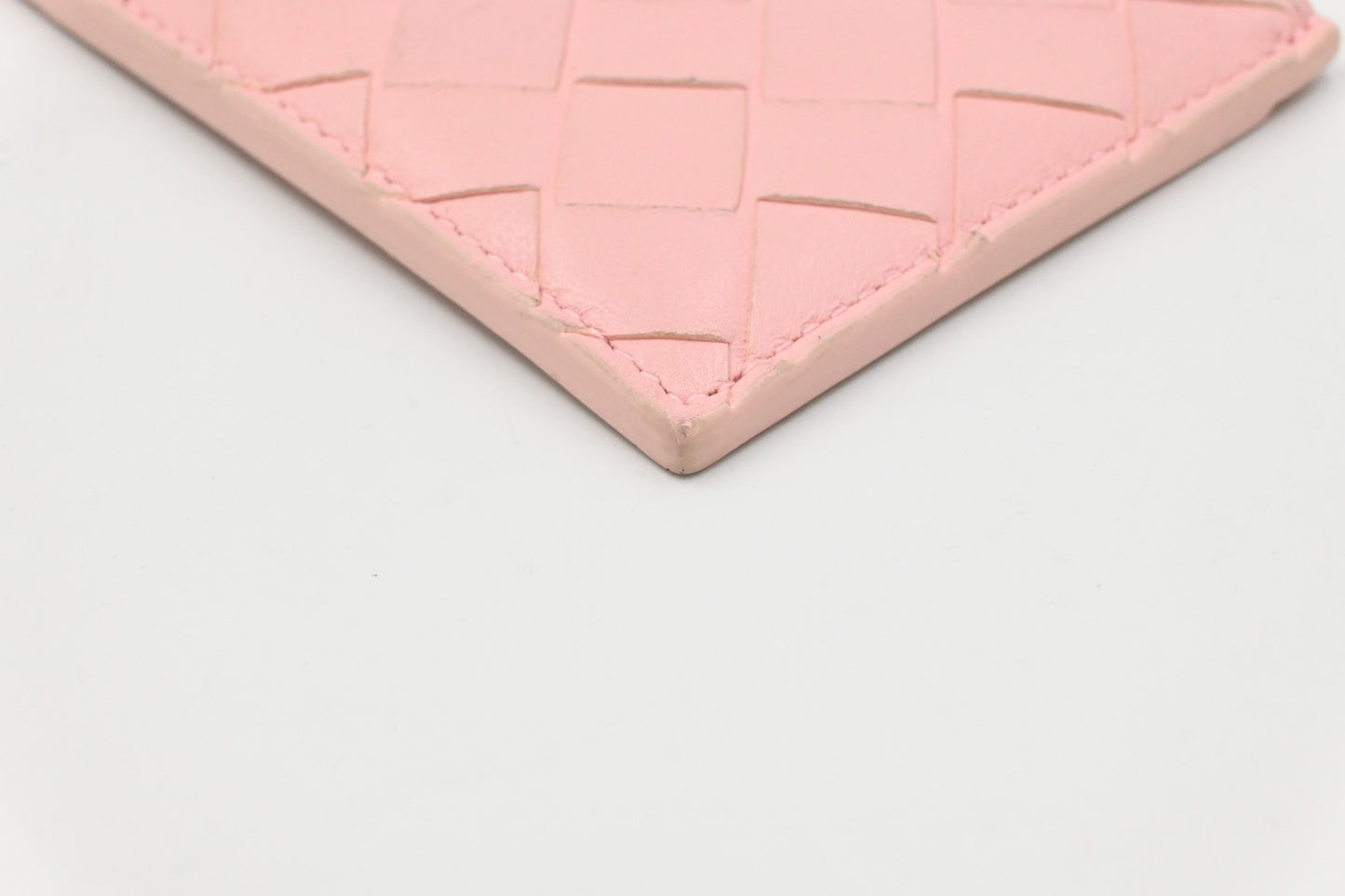 Bottega Veneta Card Case in Pink Intrecciato Leather