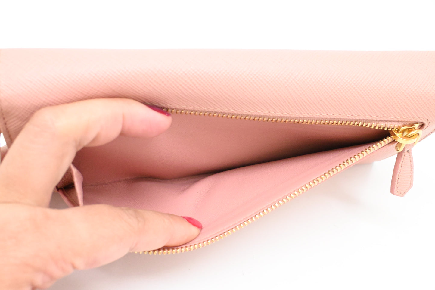 Prada Long Wallet in Pink Saffiano Leather