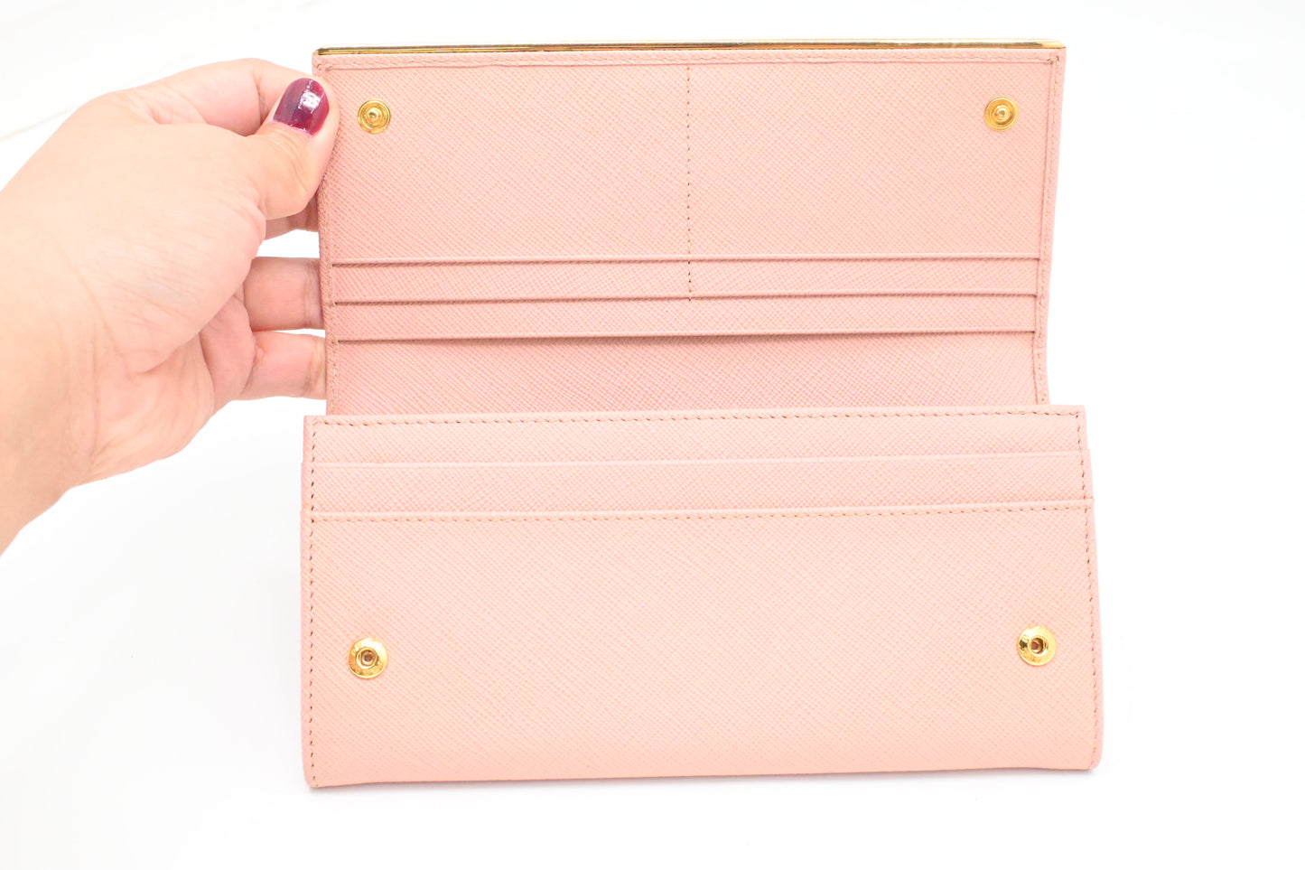 Prada Long Wallet in Pink Saffiano Leather