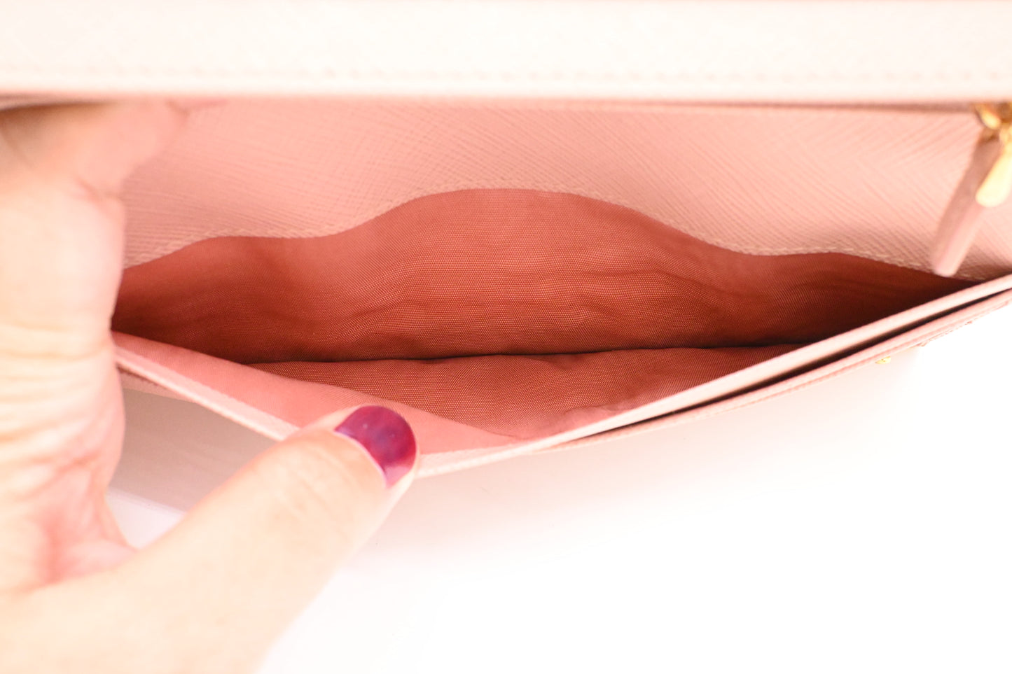 Prada Long Wallet in Pink Saffiano Leather