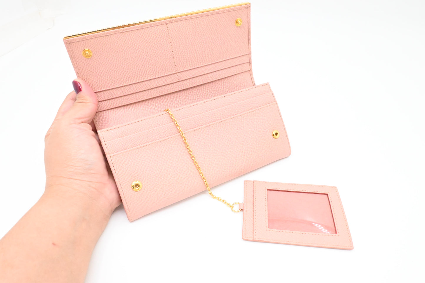 Prada Long Wallet in Pink Saffiano Leather