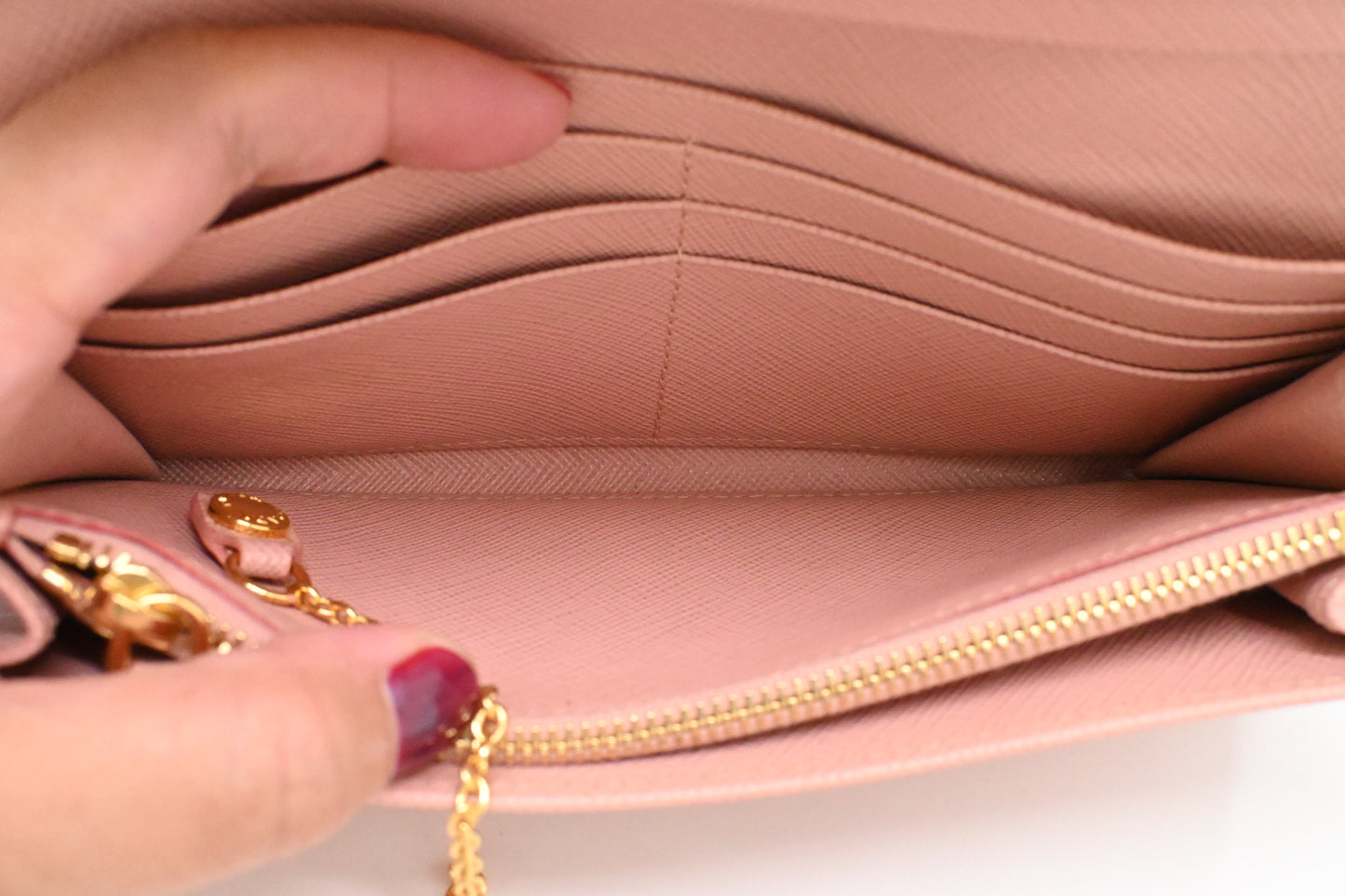 Prada Long Wallet in Pink Saffiano Leather