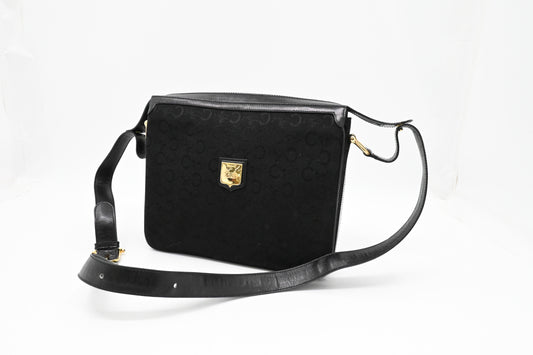 Celine Shoulder Bag in Black Canvas