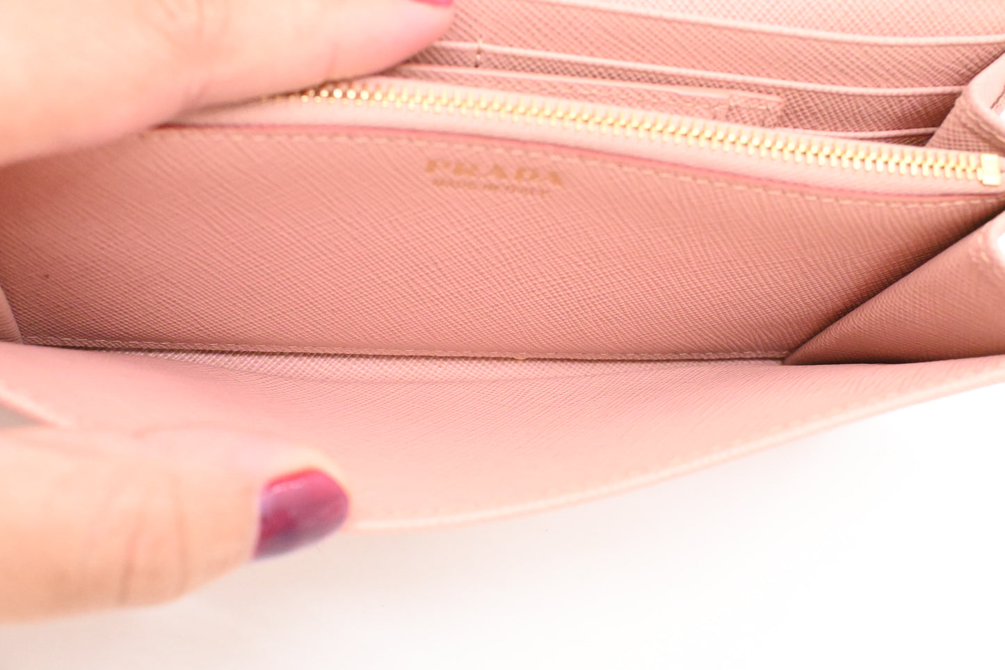 Prada Long Wallet in Pink Saffiano Leather