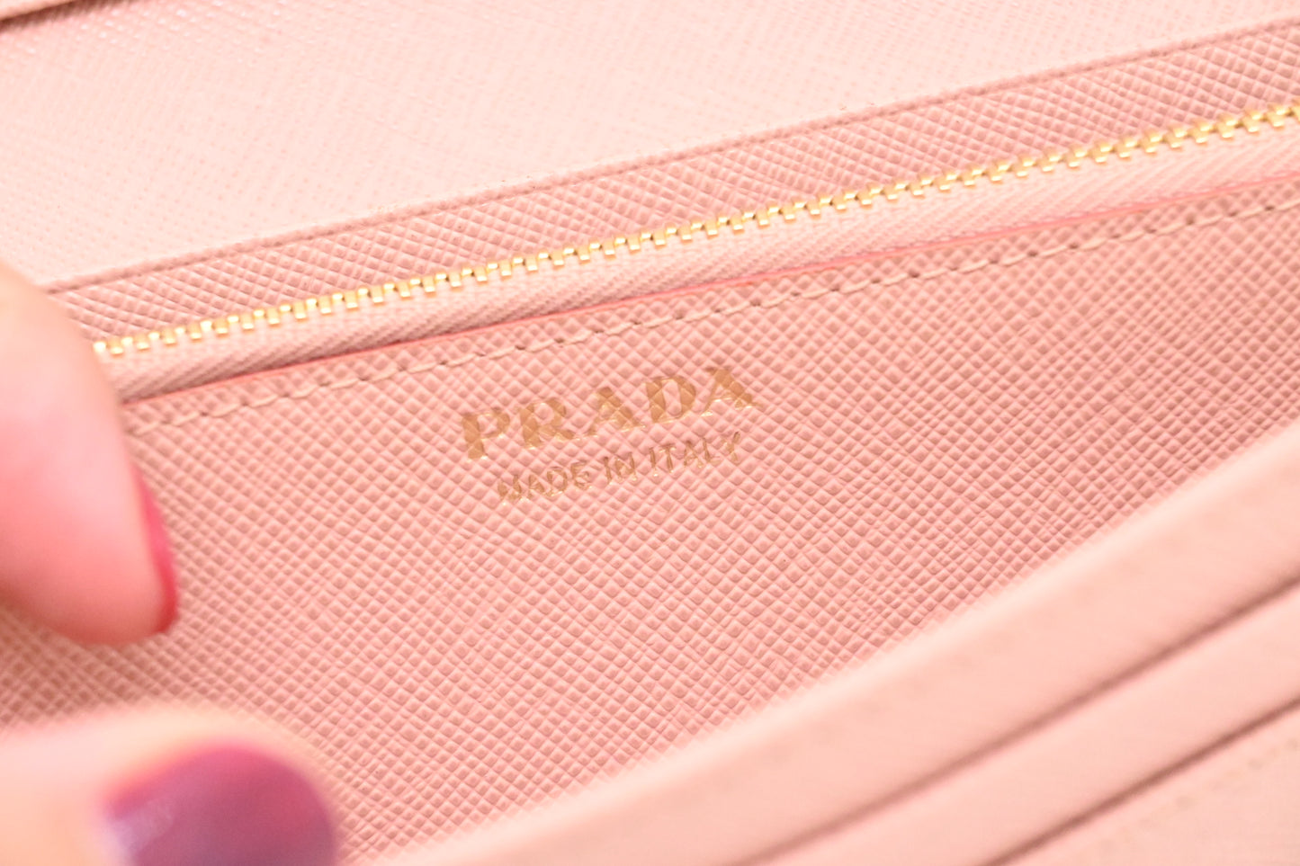 Prada Long Wallet in Pink Saffiano Leather