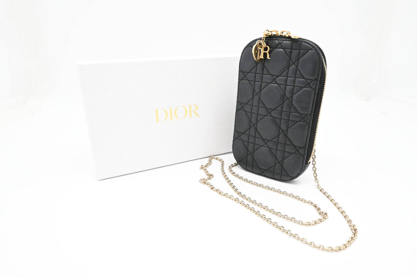 Dior Call'in Dior Phone Case in Navy Blue Cannage Leather