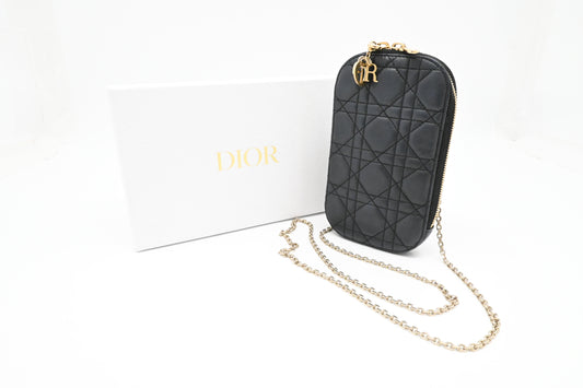 Dior Call'in Dior Phone Case in Navy Blue Cannage Leather