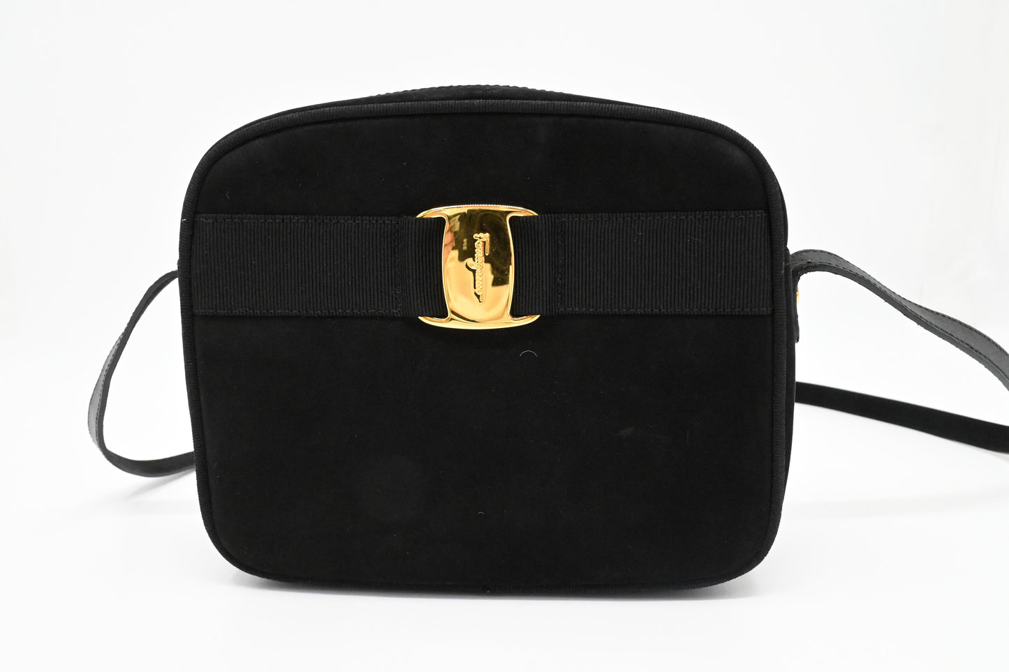 Ferragamo Crossbody Bag in Black Suede Leather