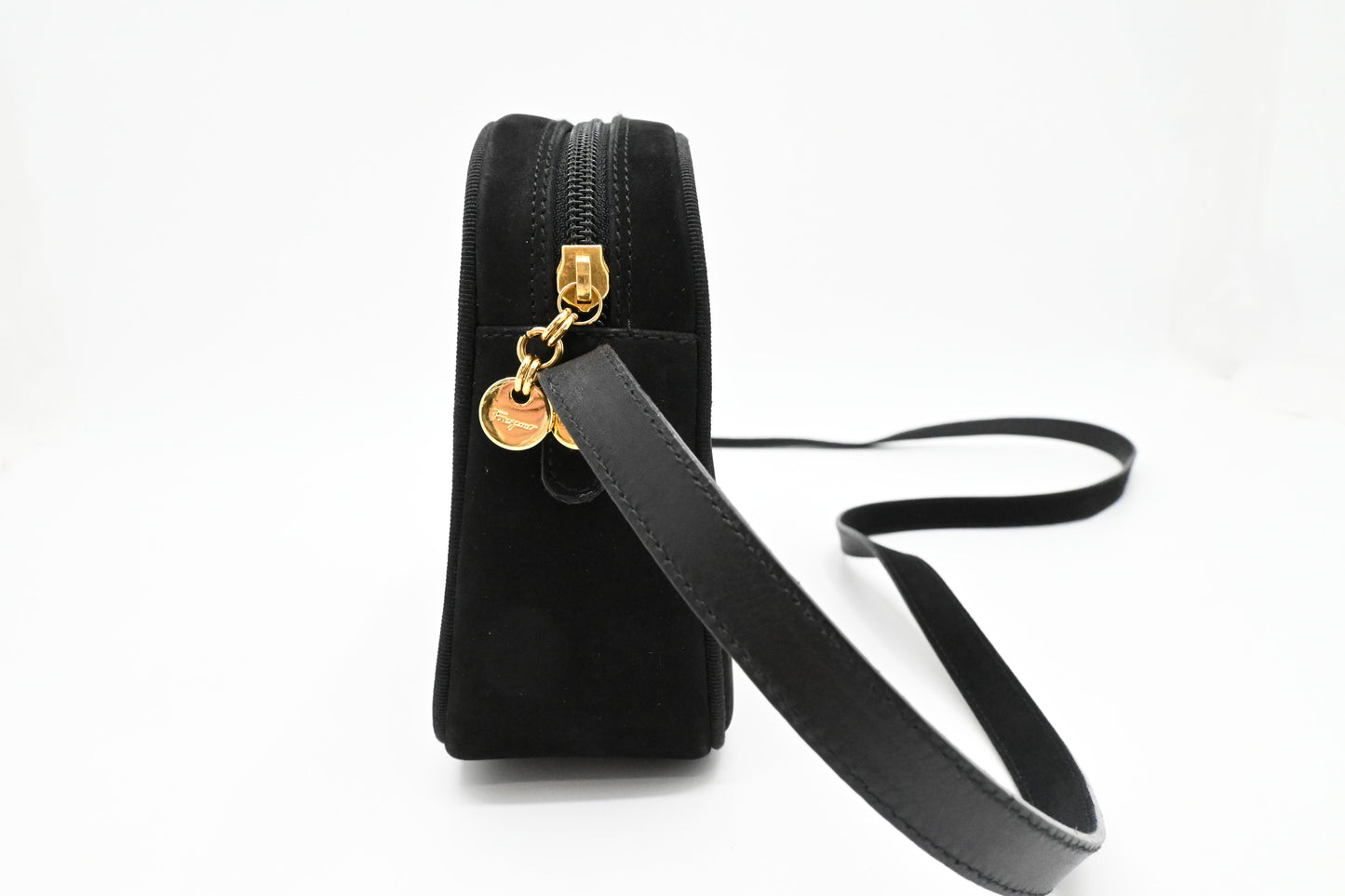 Ferragamo Crossbody Bag in Black Suede Leather