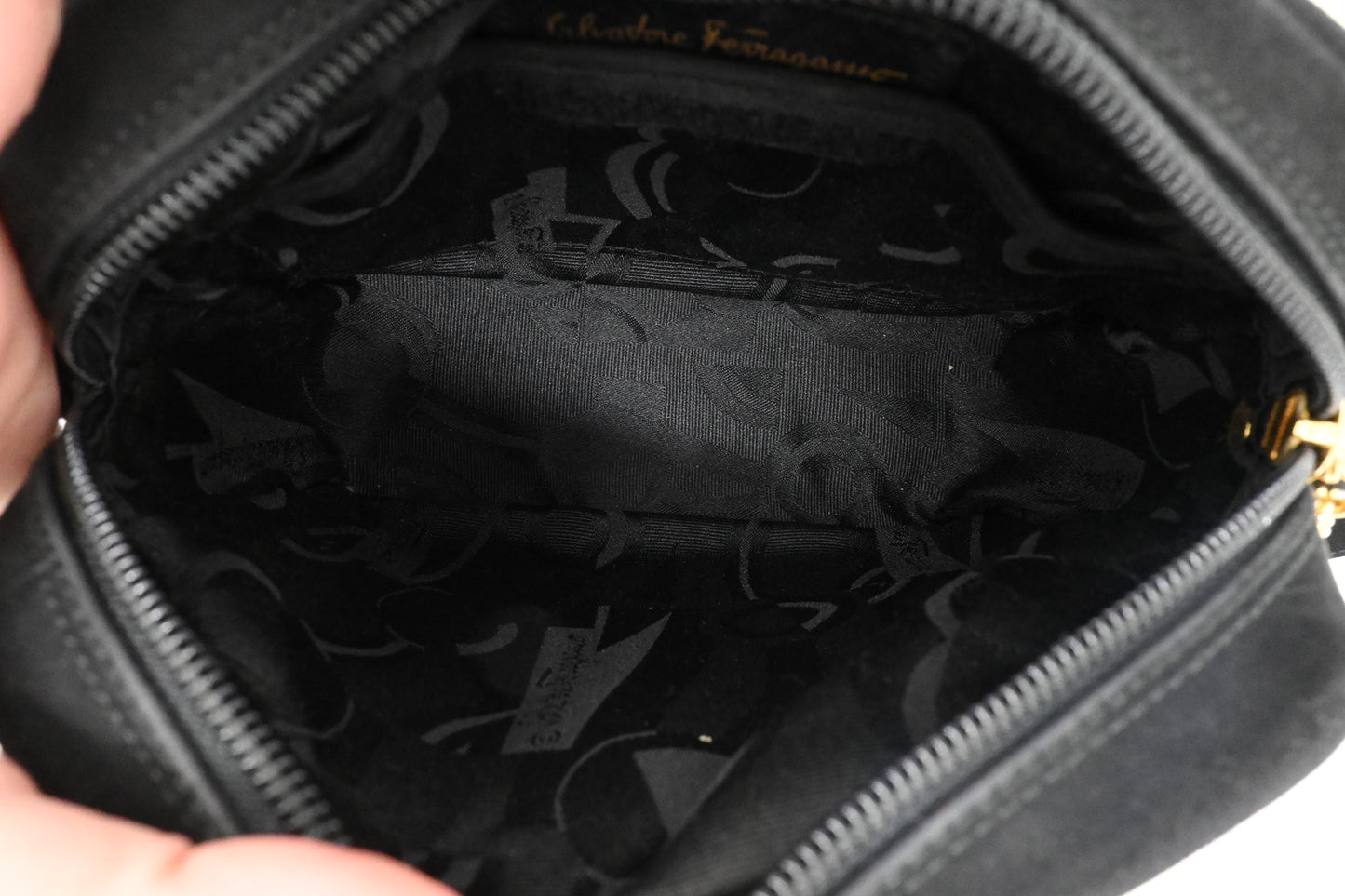 Ferragamo Crossbody Bag in Black Suede Leather