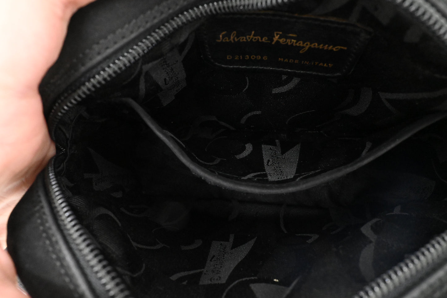 Ferragamo Crossbody Bag in Black Suede Leather