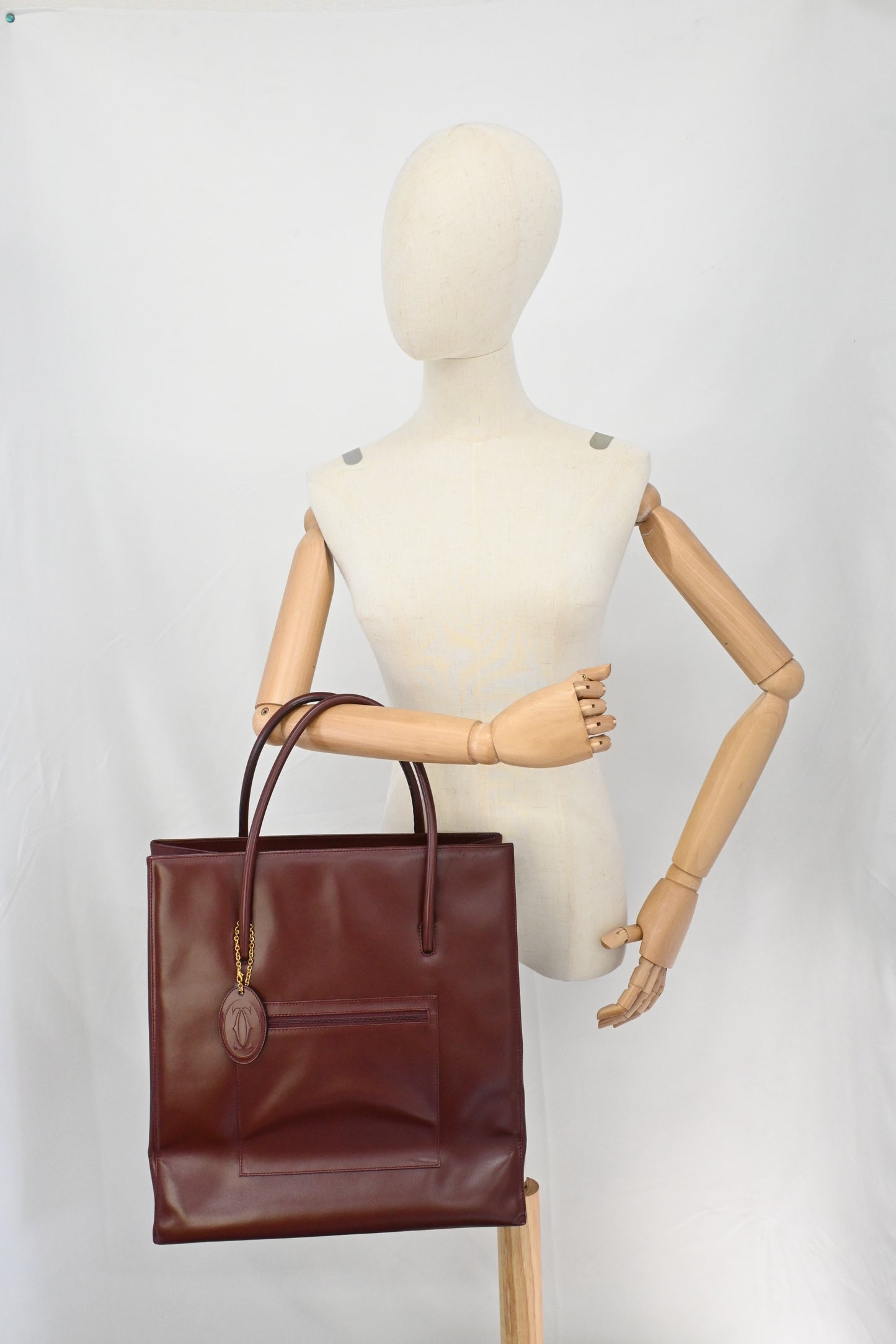 Cartier Tote Bag in Burgundy Leather