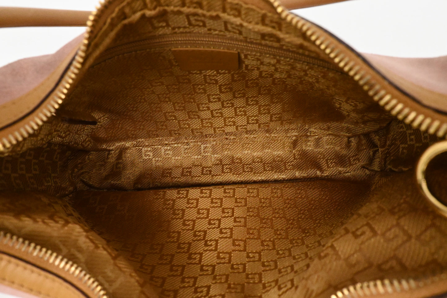 Gucci Shoulder Bag in Pink Suede and Tan Leather