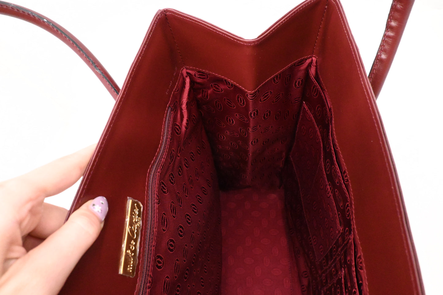 Cartier Tote Bag in Burgundy Leather
