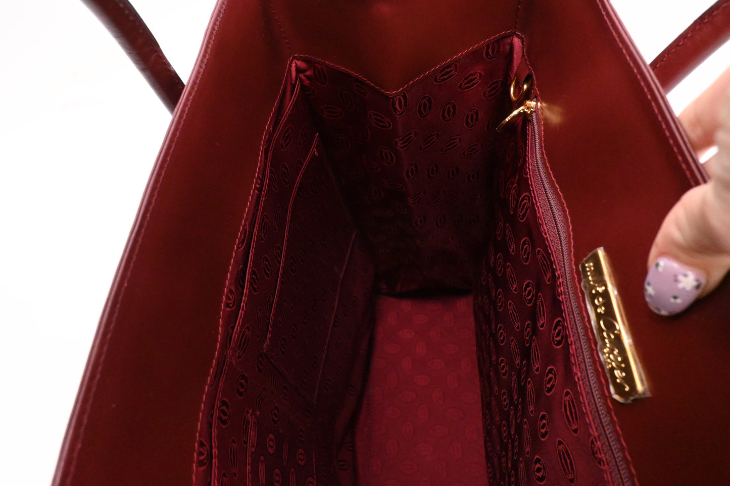 Cartier Tote Bag in Burgundy Leather