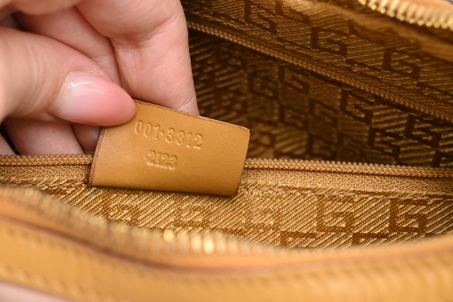 Gucci Shoulder Bag in Pink Suede and Tan Leather