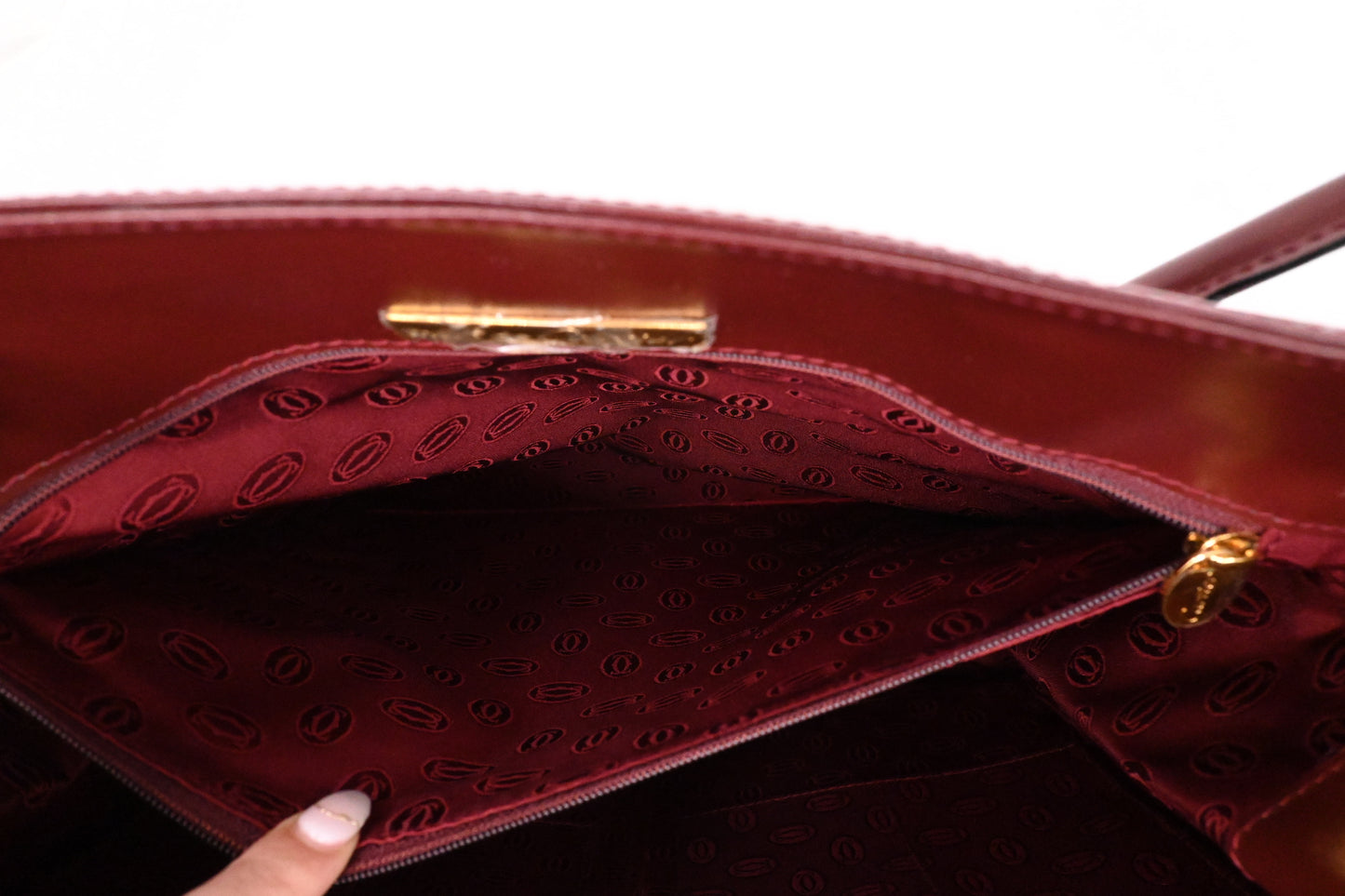 Cartier Tote Bag in Burgundy Leather