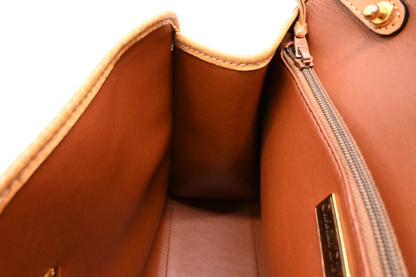 Dior Top Handle Bag in Brown Leather