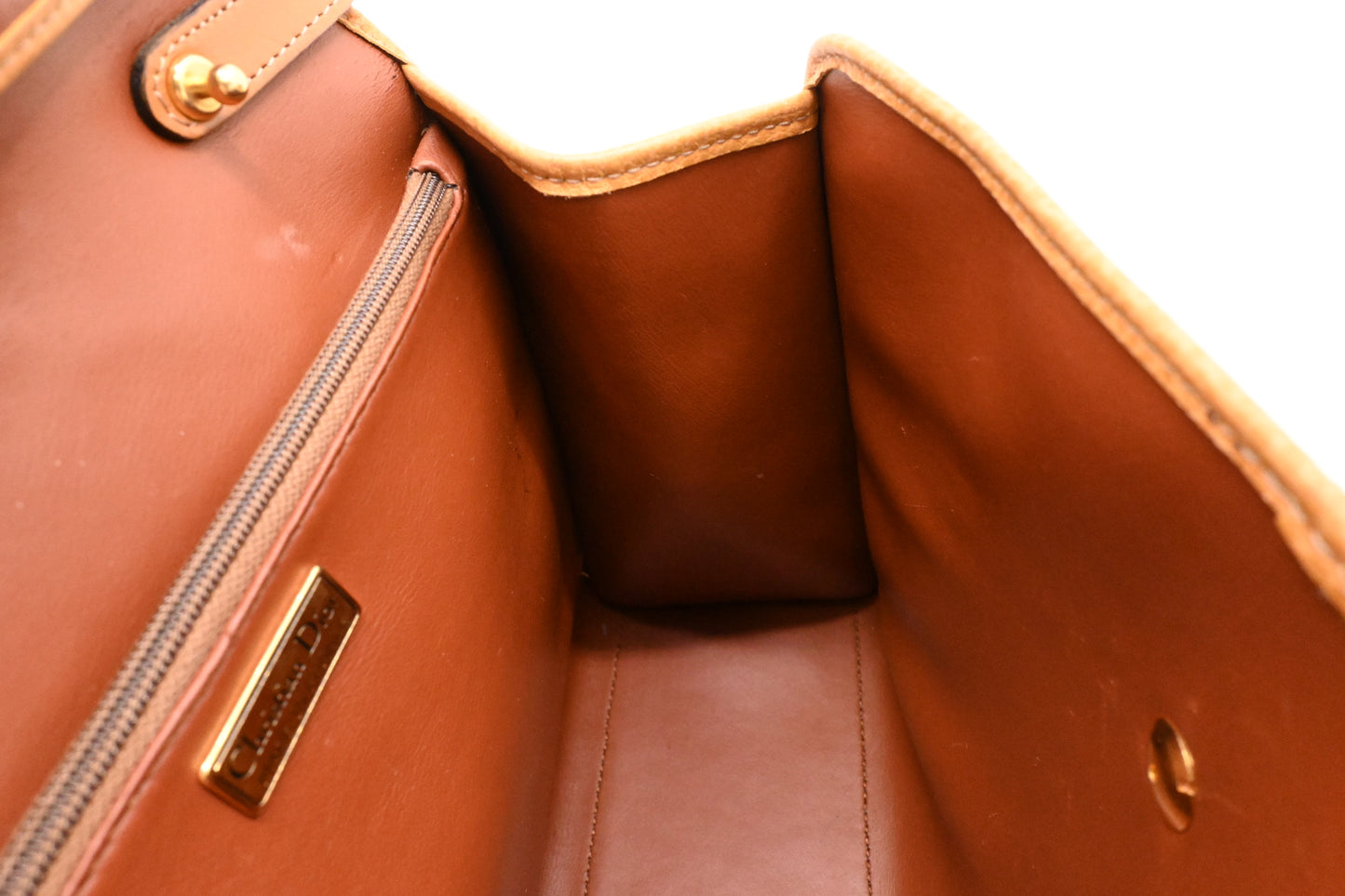 Dior Top Handle Bag in Brown Leather