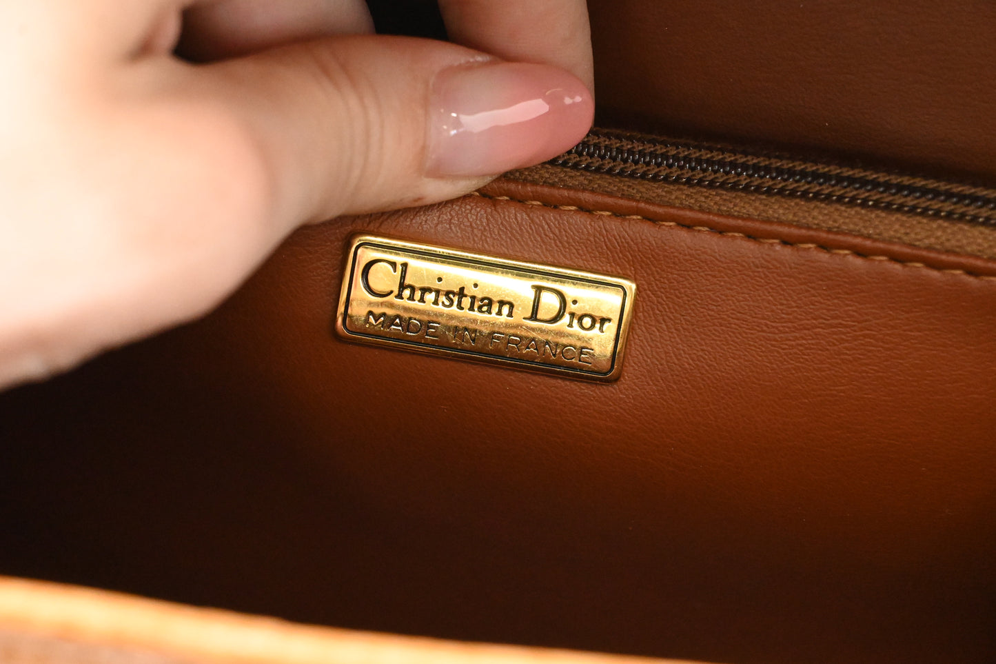 Dior Top Handle Bag in Brown Leather