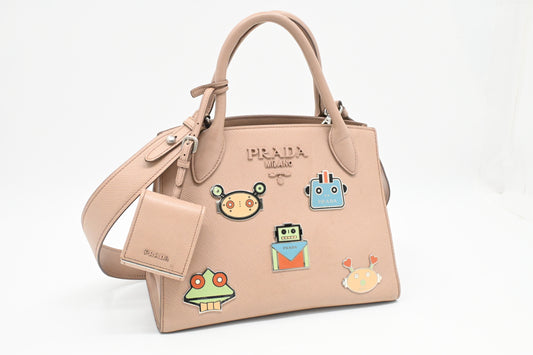 Prada Monochrome Robot 2way Bag in Pink Saffiano Leather