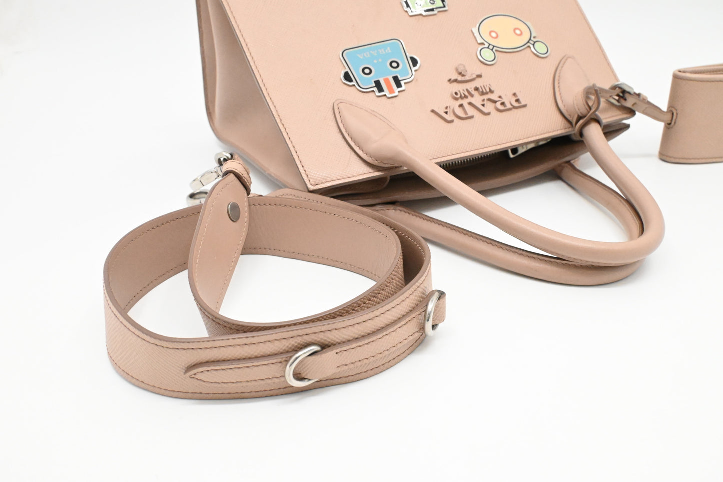 Prada Monochrome Robot 2way Bag in Pink Saffiano Leather