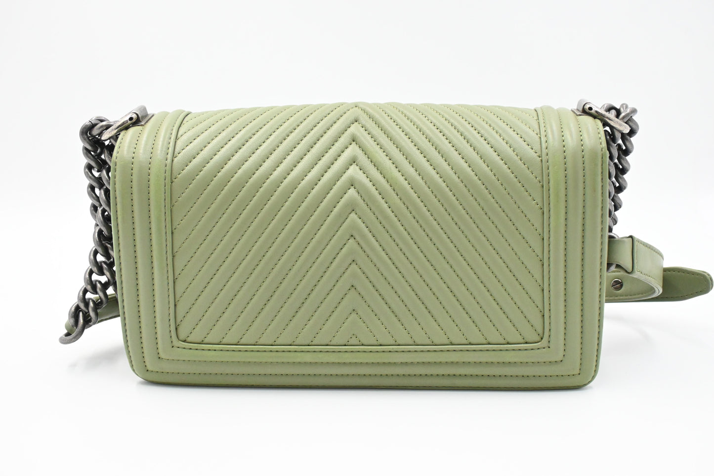 Chanel New Medium Boy in Light Green Leather
