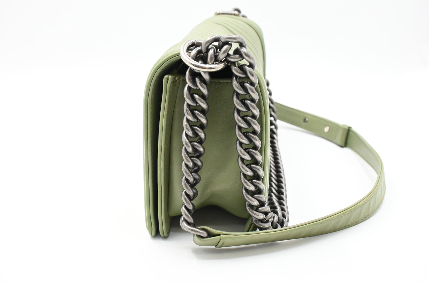 Chanel New Medium Boy in Light Green Leather