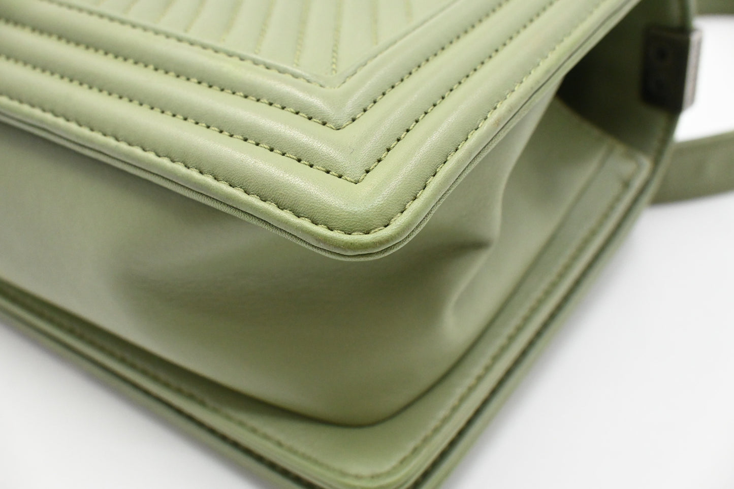 Chanel New Medium Boy in Light Green Leather